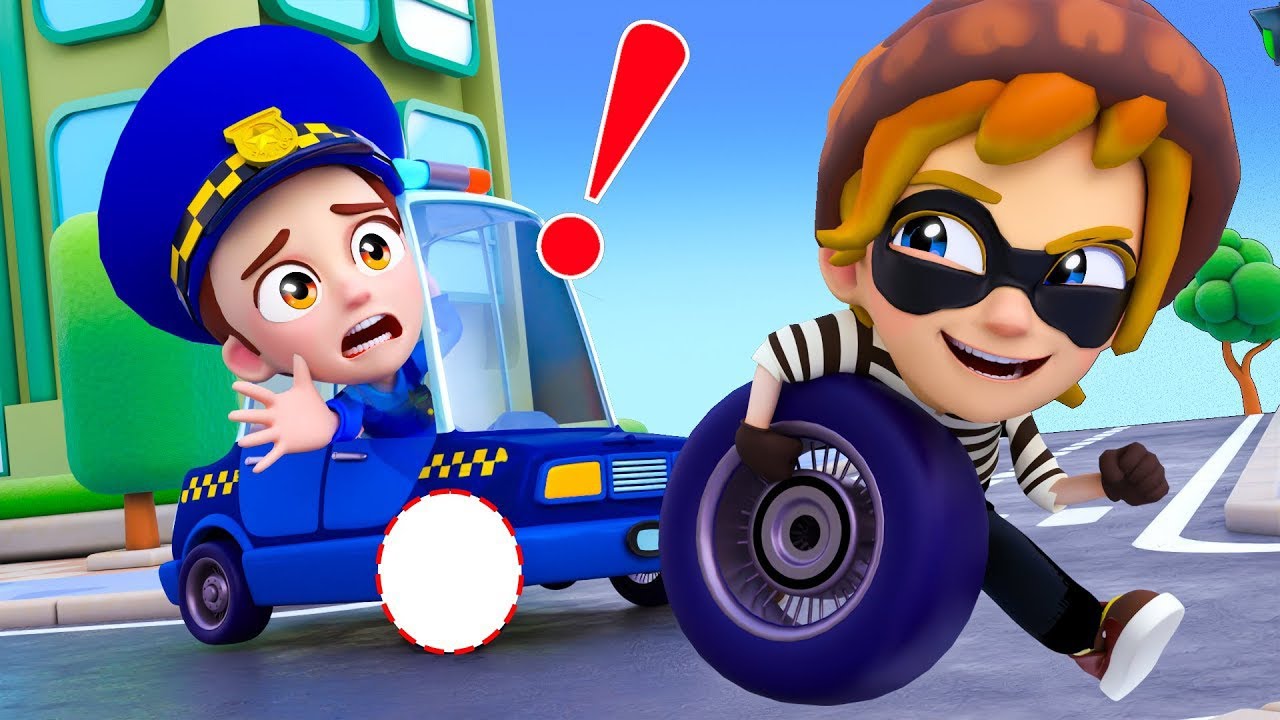 Ruedas En El Coche De Policía | compartir conmigo - Canciones y Caricaturas para Niños