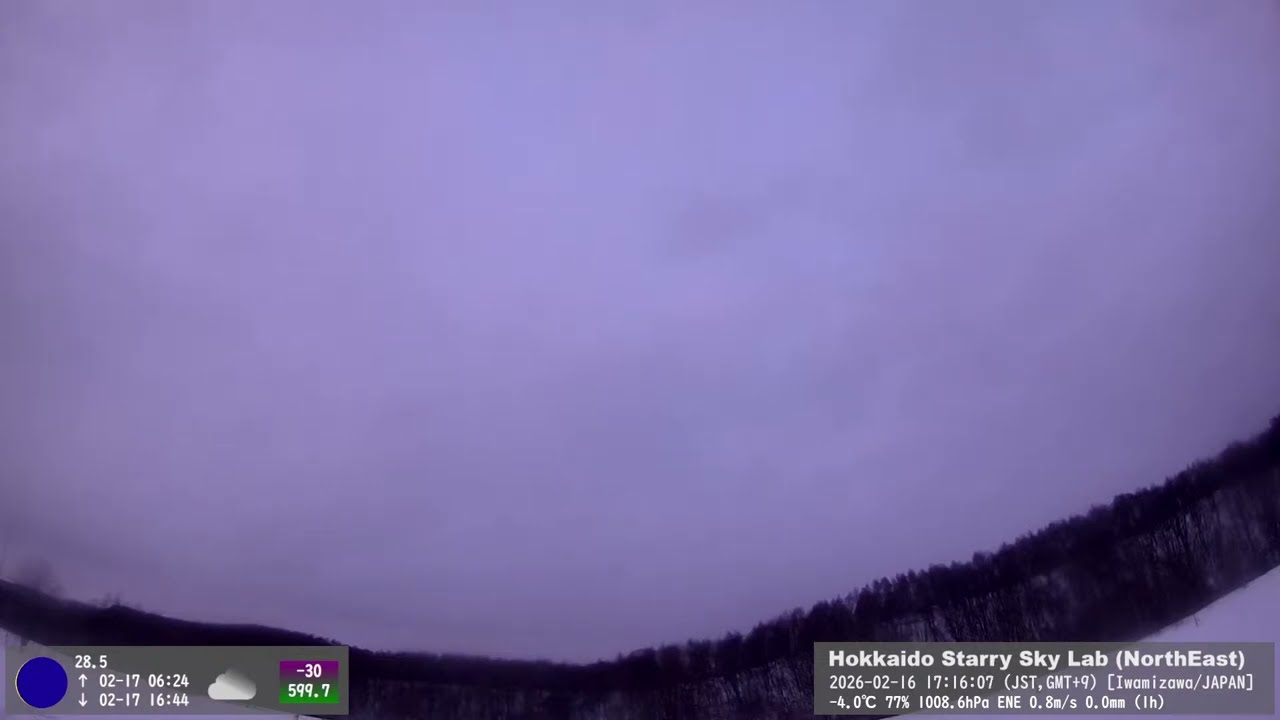 【Live 24/7】🌤️北海道の空｜リアルタイムの天気と星空（北東）｜Hokkaido Sky Weather & Stars