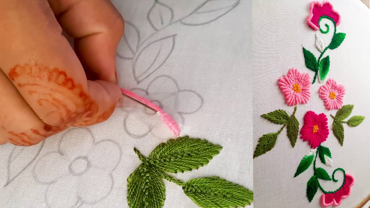 Hand embroidery very beautiful flower design cushion cover design