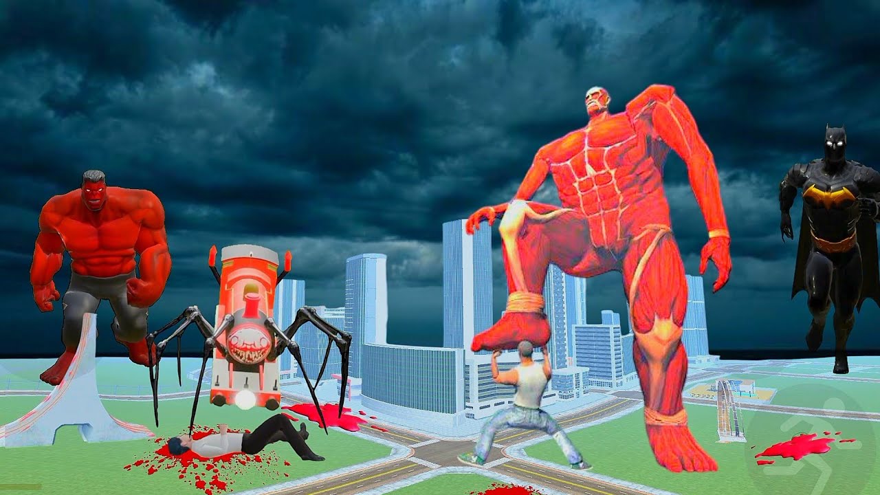 Franklin Fight With Gaint Red Hulk and Cho Cho Charles Train In Indian Bikes Driving 3D