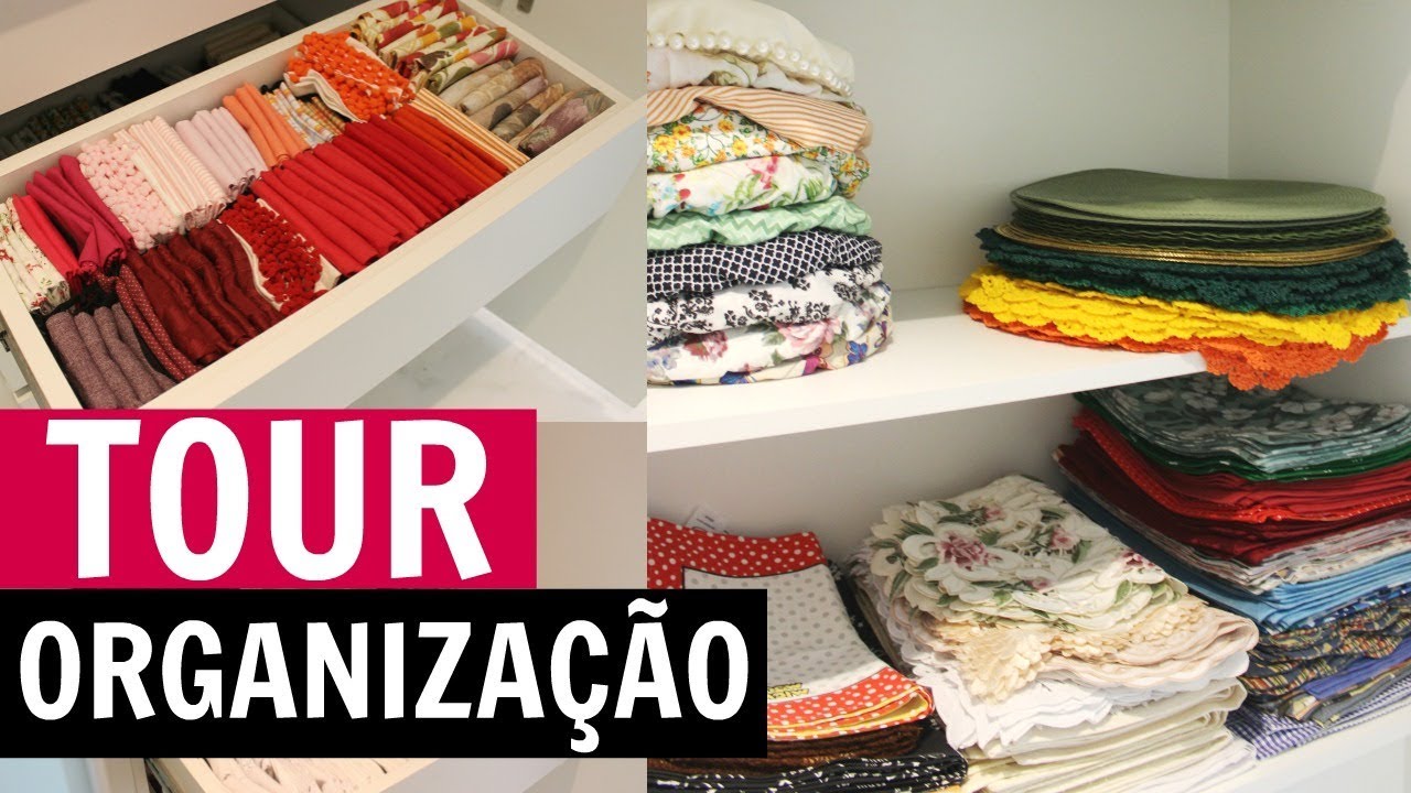 TOUR PELO ARMÁRIO DE ROUPAS DE MESA - DICAS DE ORGANIZAÇÃO