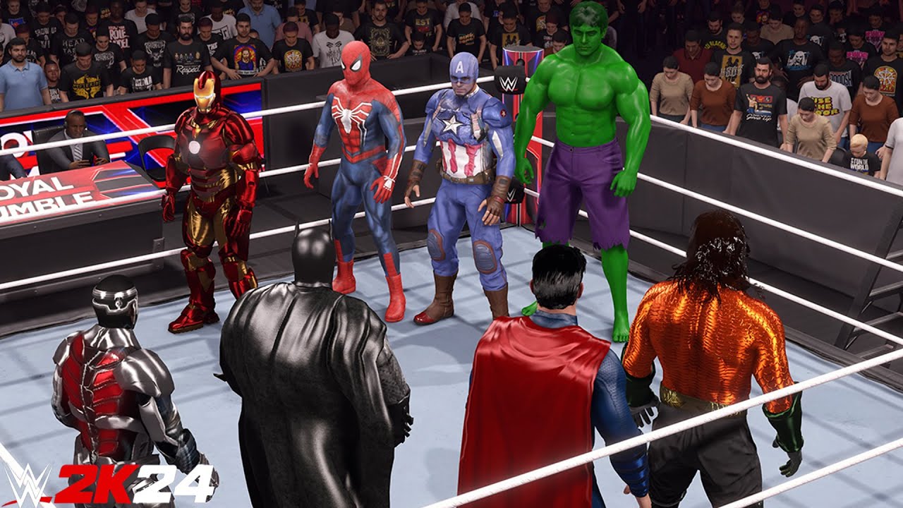 Матч на выбывание Мстителей против Супергероев DC | Командный бой 4 на 4 — WWE 2K24 — PS5 [4K]