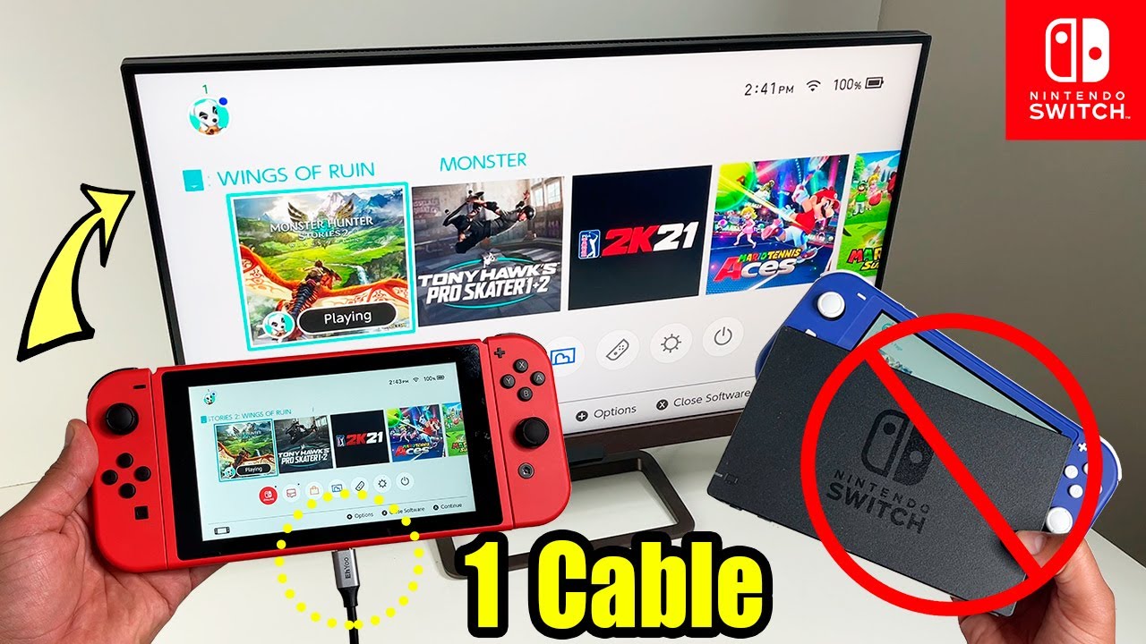 1 кабель для подключения Nintendo Switch к телевизору | Аксессуар EhYoo USB-C — HDMI для Nintendo...