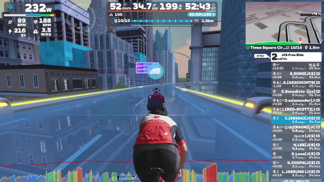 [Zwift] JCS Free Riding (Times Square Circuit)