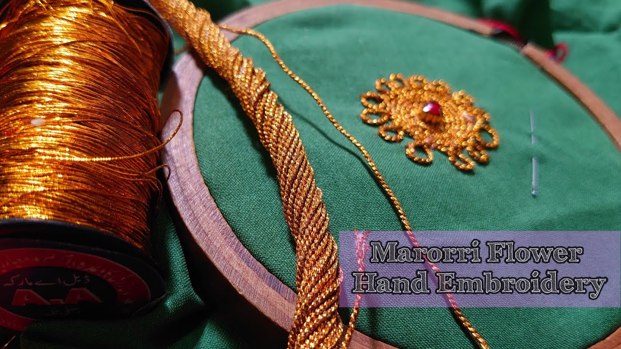 Hand Embroidery Zari And Mukka Work Marorri Flower Tutorial #zariembroidery #Mukka