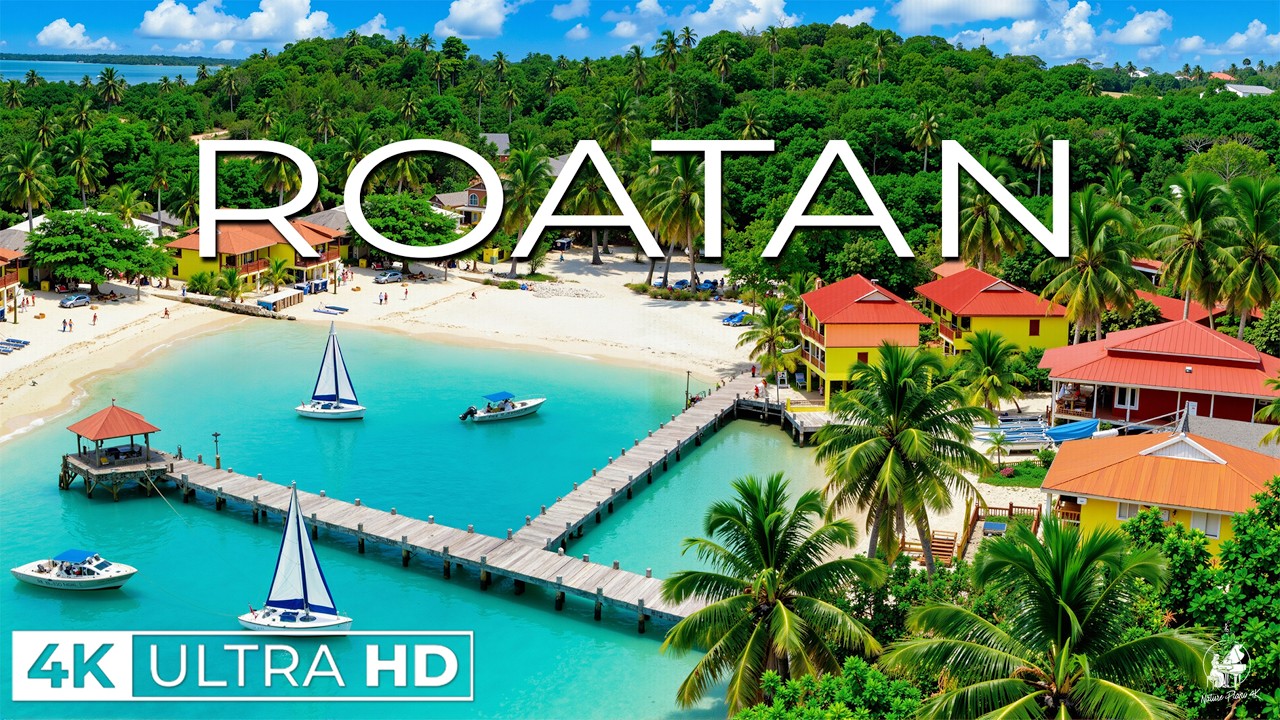 Roat&aacute;n Island 4K 🌴 Caribbean Paradise | Crystal Clear Water & Relaxing Travel UHD