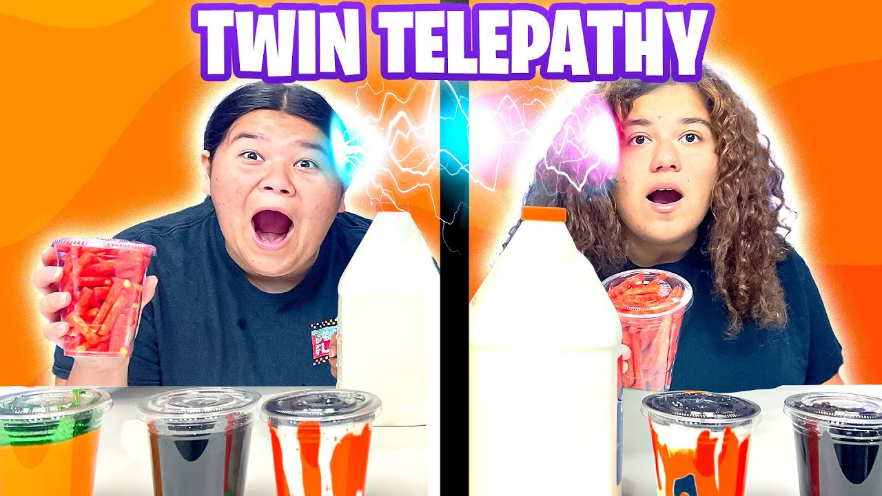TWIN TELEPATHY HALLOWEEN BOBA TEA SLIME CHALLENGE