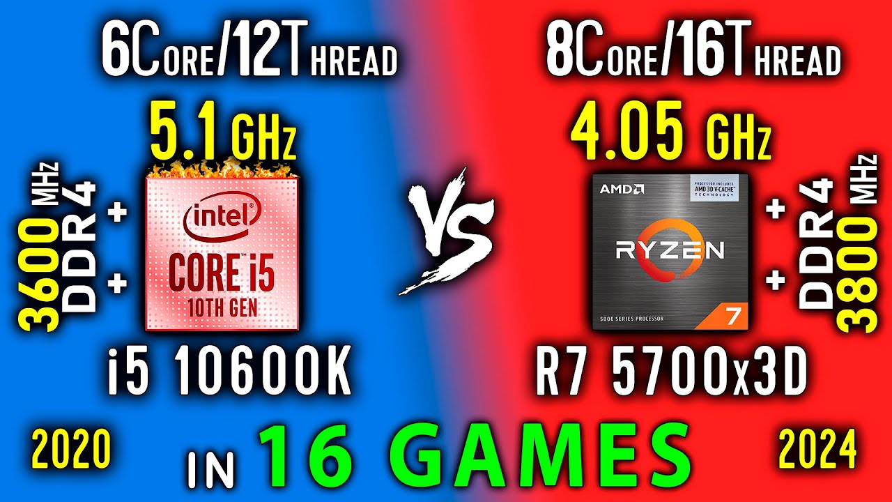i5 10600K OC vs Ryzen 7 5700x3D Test in 16 Games or i5 10600K vs R7 5800x3D
