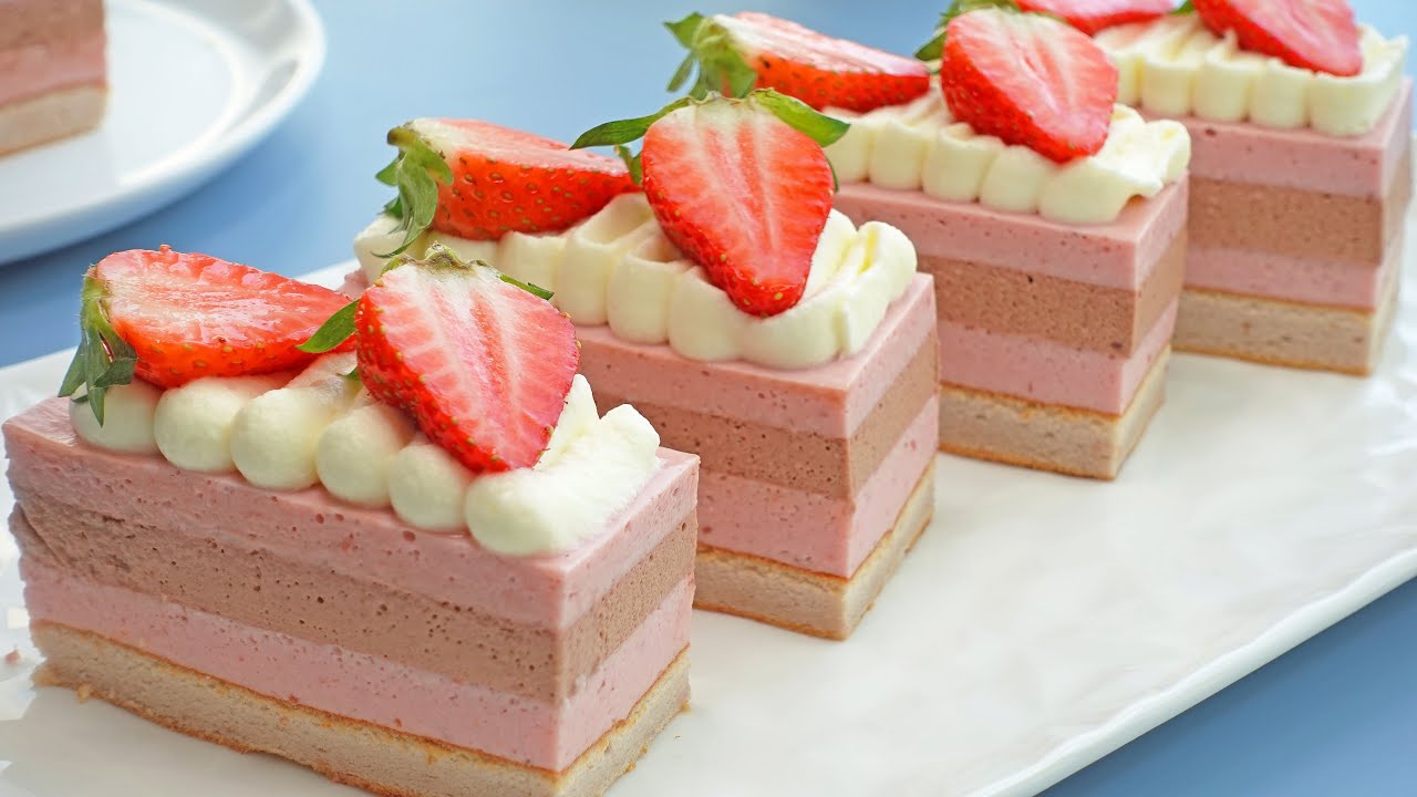 🍓🍓Strawberry Chocolate Mousse Cake  【100%草莓巧克力慕斯蛋糕】Mousse au Chocolat-Fraise