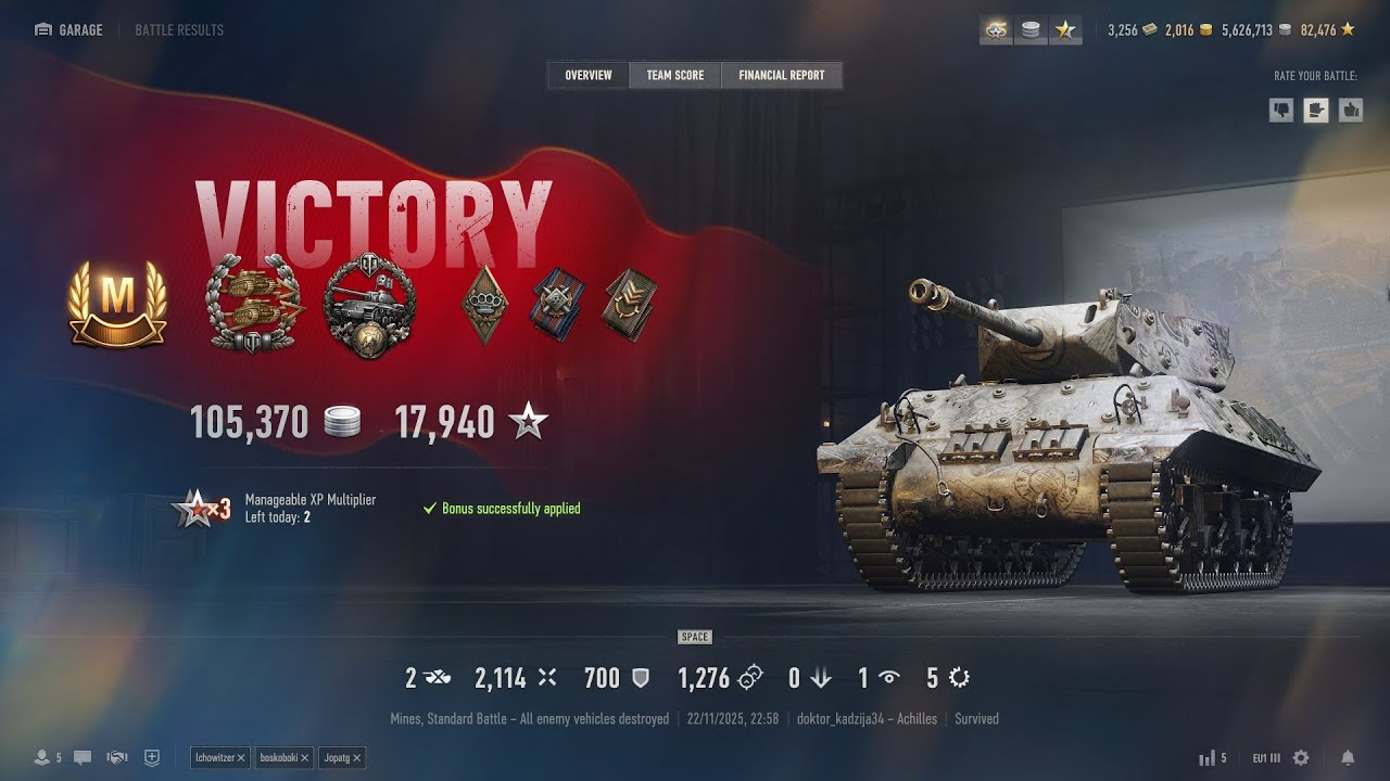 World of tanks British Tank Destroyer Achilles - Ace tanker badge