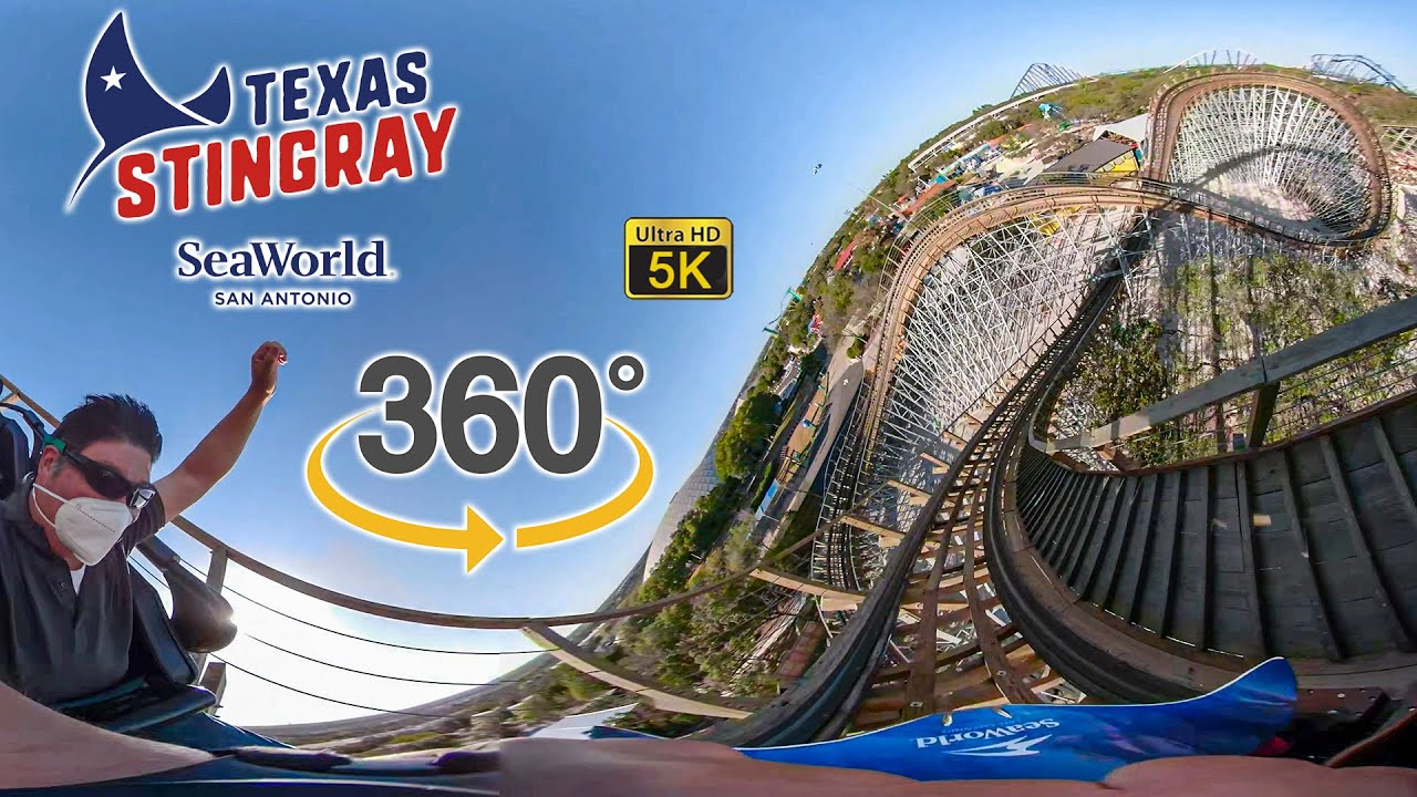 VR 360 Texas Stingray Roller Coaster On Ride Ultra HD 5K POV SeaWorld San Antonio 2020-11-15