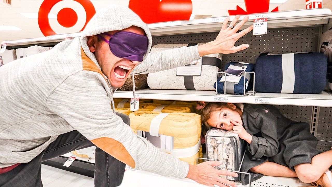 Blindfold Hide & Seek in TARGET! Wyatt is a SNEAKY hider?!