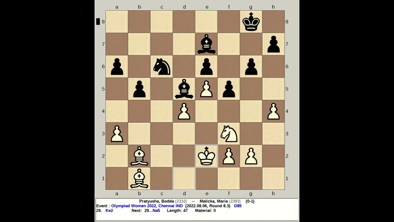 Pratyusha, Bodda vs Malicka, Maria | Chess Olympiad Women 2022, Chennai India