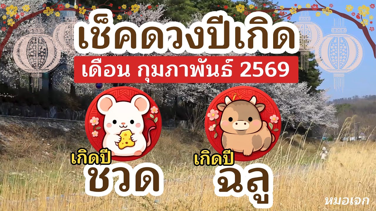 ดูดวงปีเกิด ดวงรายเดือน สำหรับดวงปีชวด | ปีฉลู ประจำเดือน กุมภาพันธ์ 2569