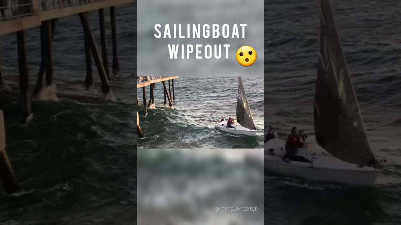 Sailingboat Wipeout by Huge Wave