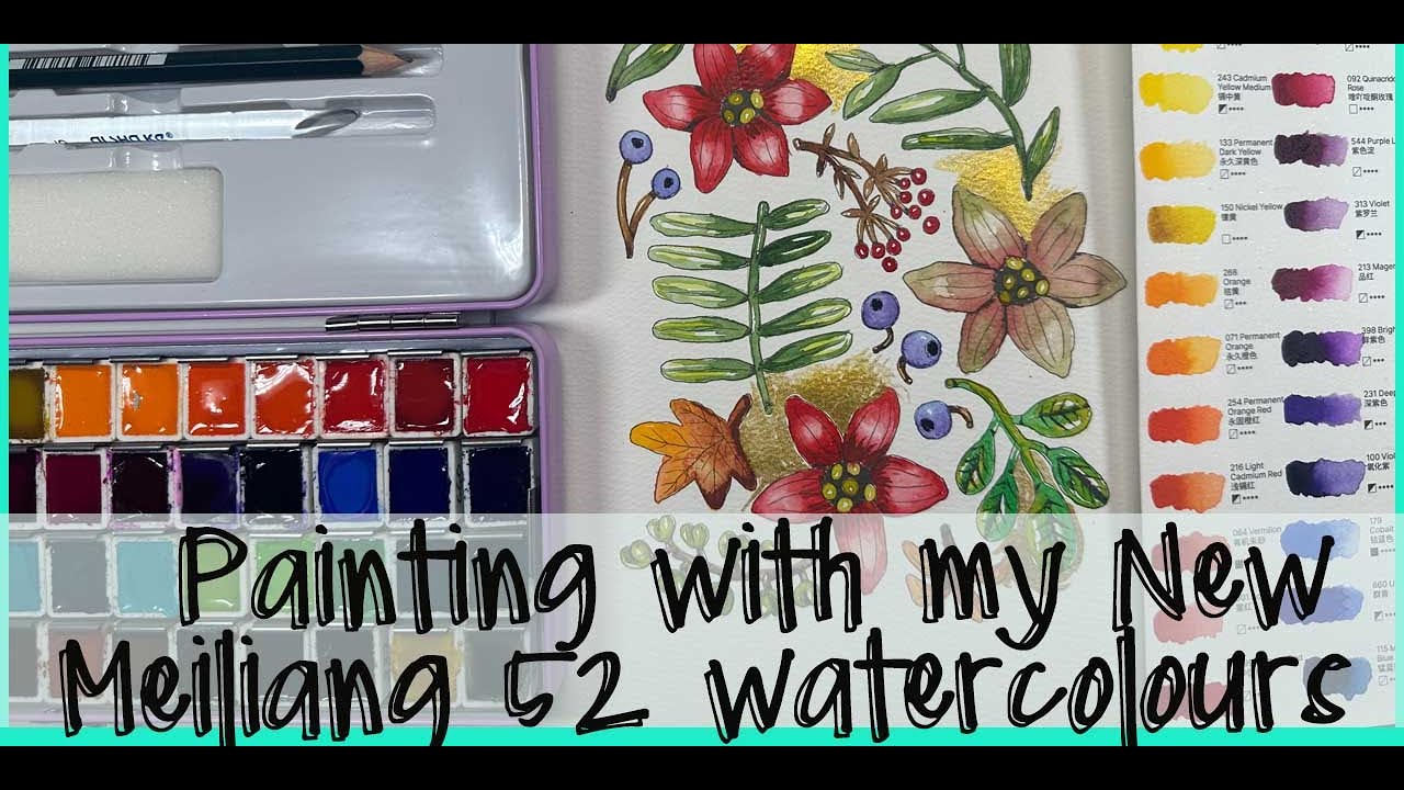Painting with the New Meilang 52 Watercolor Palette  | Adult Colouring  | Adult Coloring