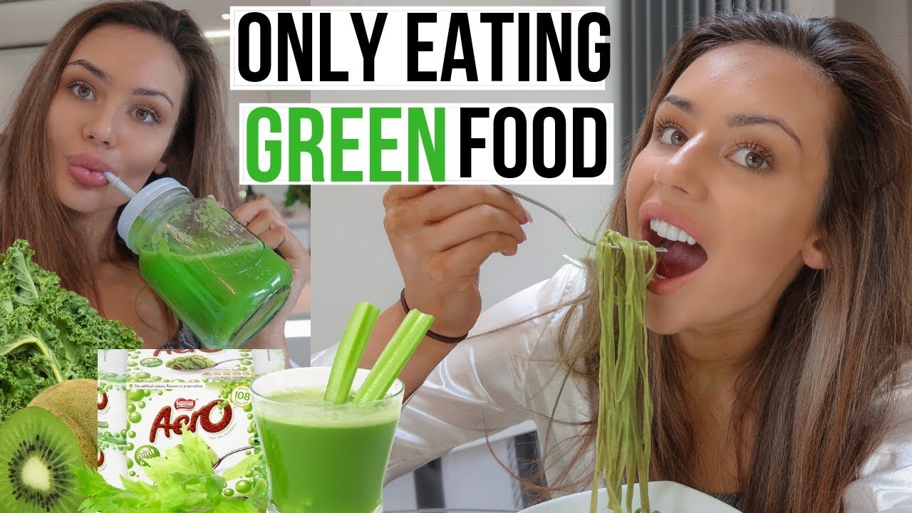 I Only Ate GREEN FOOD for 24 hours challenge!!!
