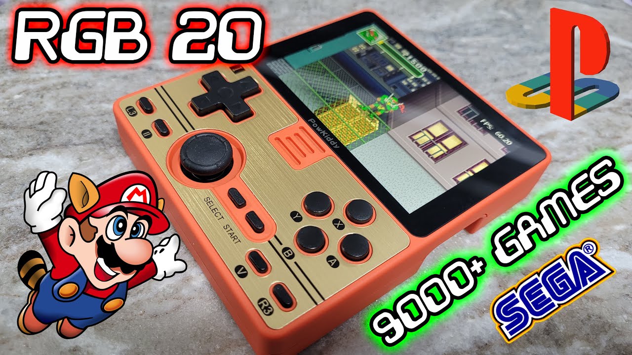 Powkiddy RGB20 (9,000+ Games) Retro Handheld Game Console 64GB: Arcade, Sega, Nintendo, PlayStation.