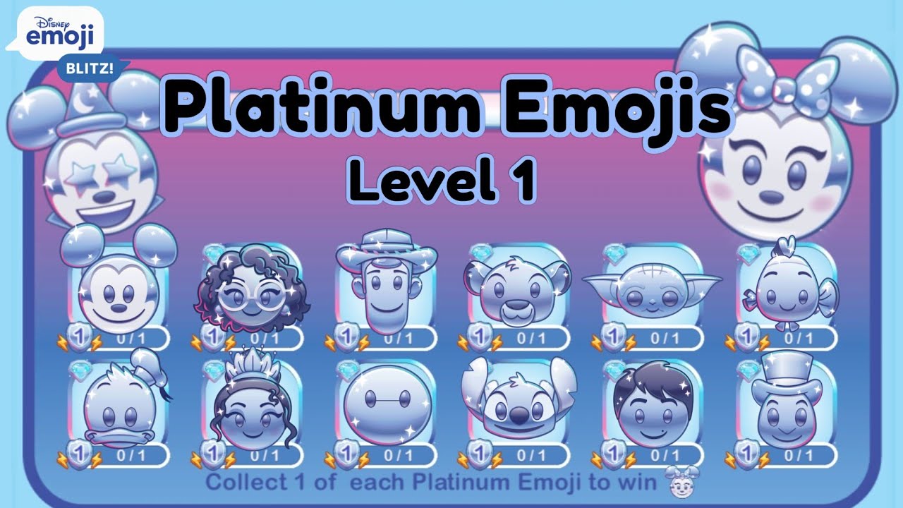Platinum Party Emojis (Level 1) Group Collection - Disney Emoji Blitz (2023)