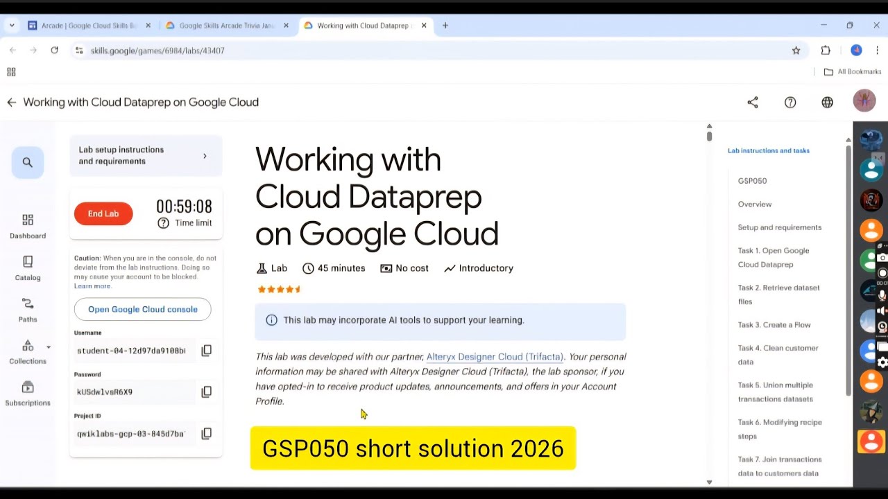 Working with Cloud Dataprep on Google Cloud GSP050 lab solution 2026 | Google arcade 2026 | gcp
