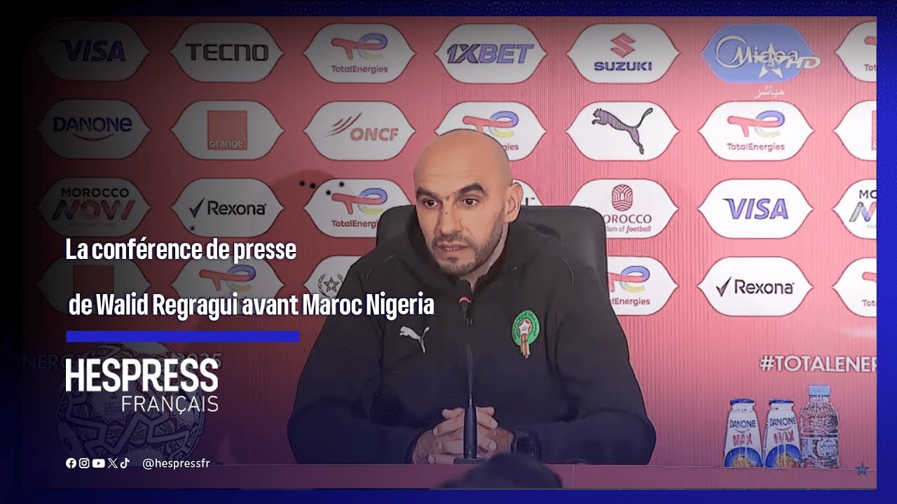 La conf&eacute;rence de presse de Walid Regragui  avant Maroc-Nigeria