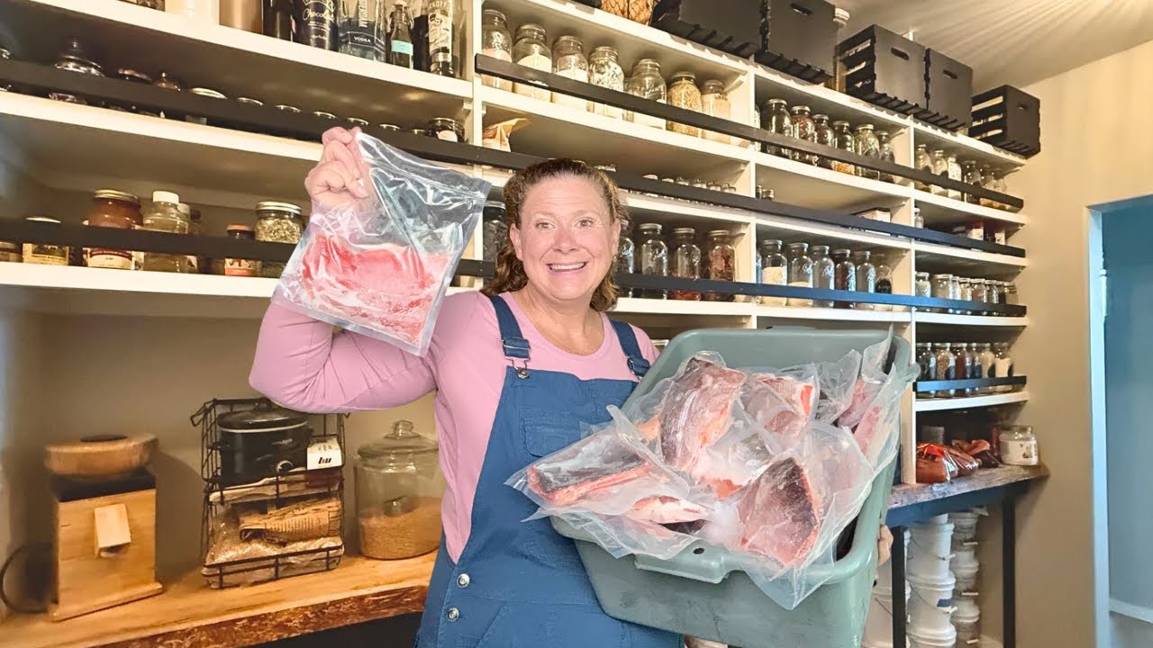 160 Wild Salmon Servings Processed! Day 1 Massive Pantry Tour #prepperpantry   #azure