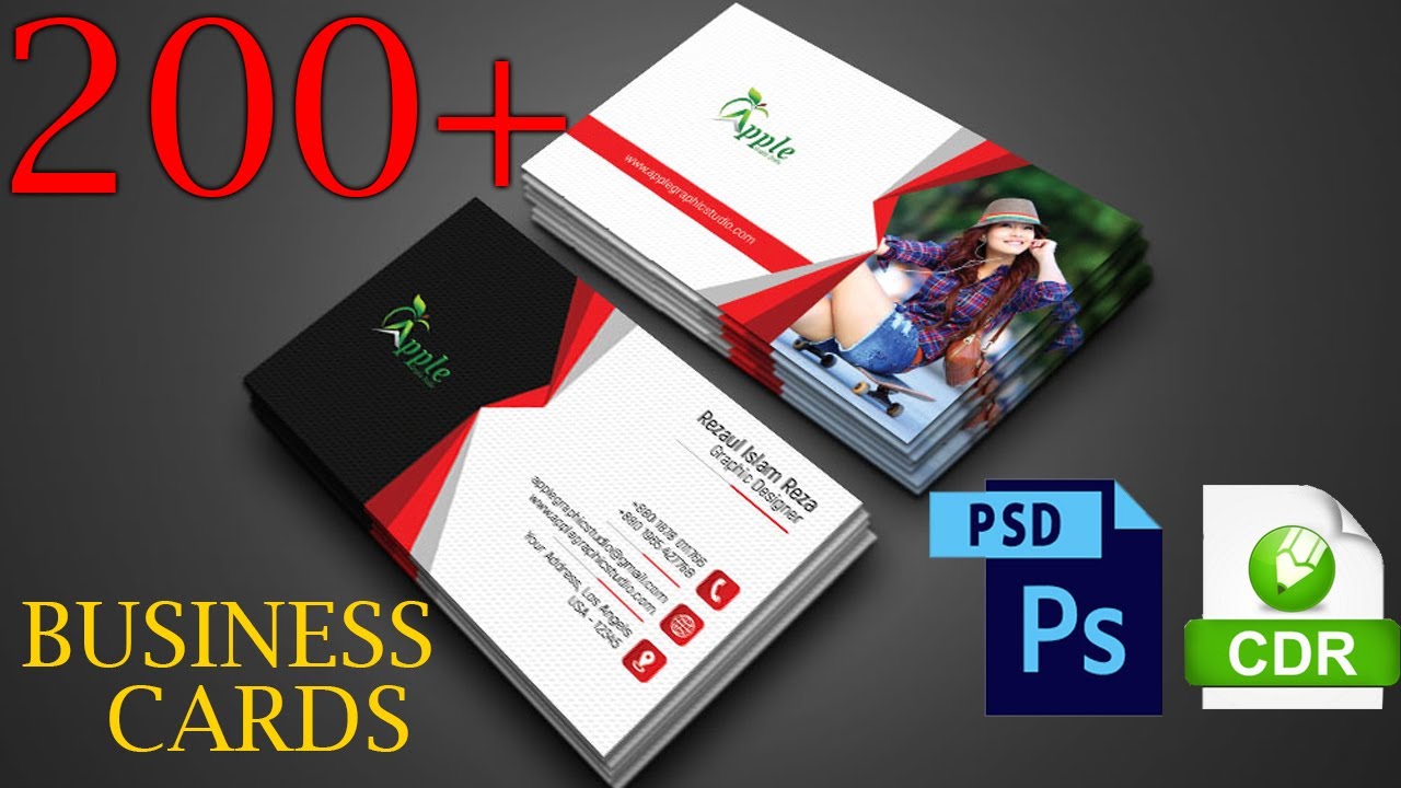 Business Cards In CDR And PSD 200 Files Free Download |Sheri Sk|