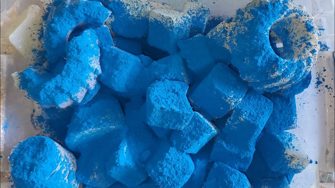 Bin of (mostly) Gym Chalk Cubes | Blue Powder | ASMR | Sleep Aid | Oddly Satisfying