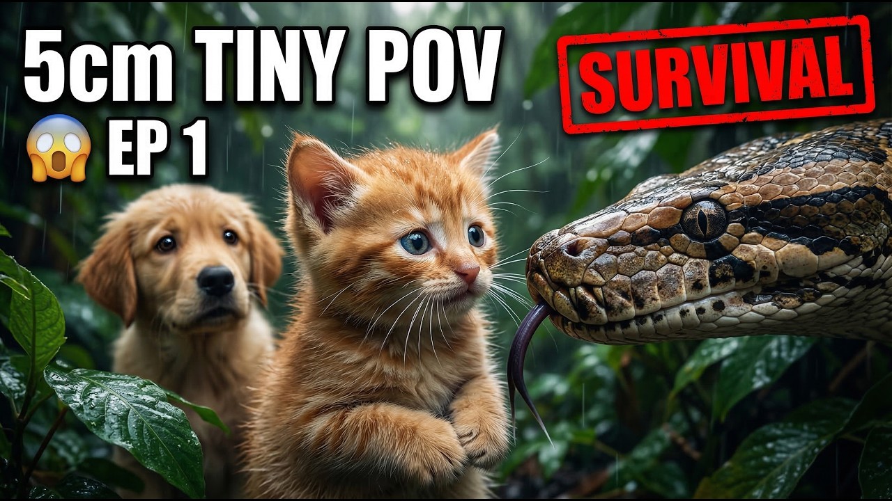 😱 5cm Tiny Kitten Wakes Up With Giant Python Hissing Inches From Its Face!
