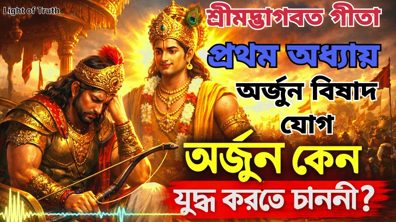 🙏 শ্রীমদ্ভাগবত গীতা – প্রথম অধ্যায়ের সারাংশ ! অর্জুনের বিষাদ যোগ #krishna #arjun #viral #ai