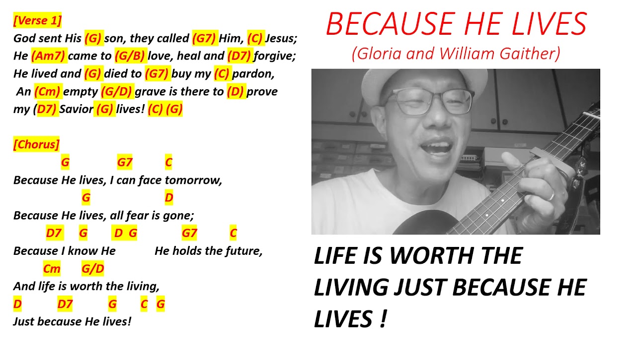 BECAUSE HE LIVES ukulele (baritone)