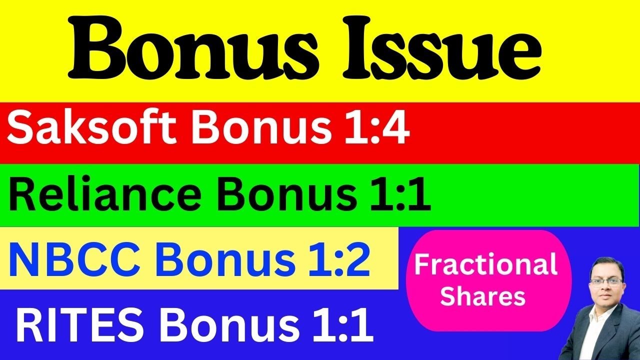 4 बोनस लिस्ट  I Bonus & Split List I Saksoft Bonus News I Relaince Bonus I NBCC Bonus I Rites Bonus