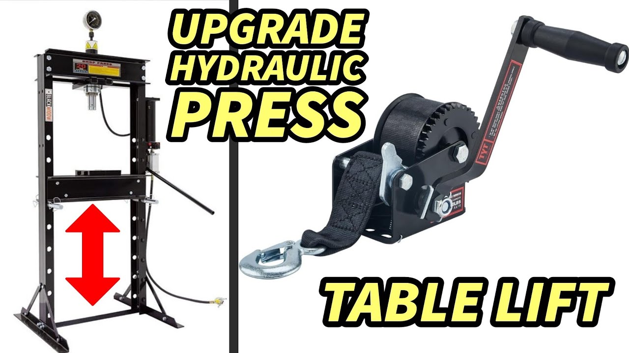 How To Add Table Lift Hand Winch To Hydraulic Shop Press To Make It Easy To Lift And Lower The Table