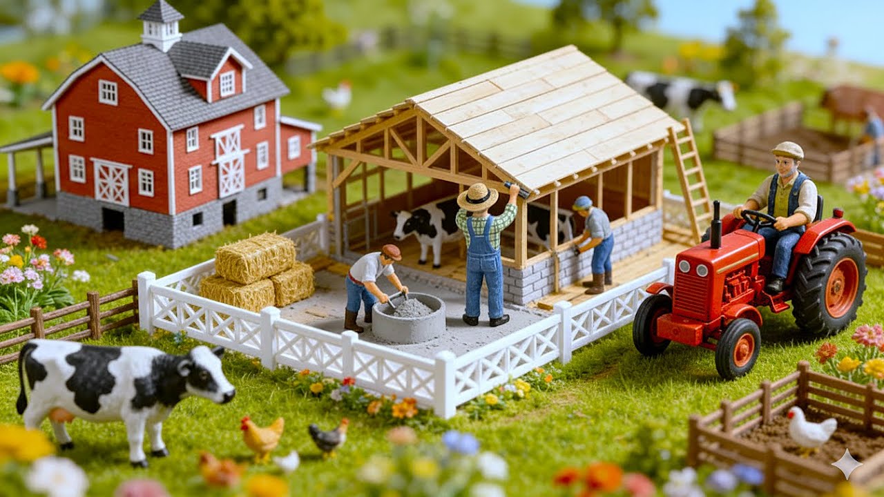 Miniature Rebuild: Restoring the Farm Barn and Cow Shed After an Arson Attack 🔥🏚️