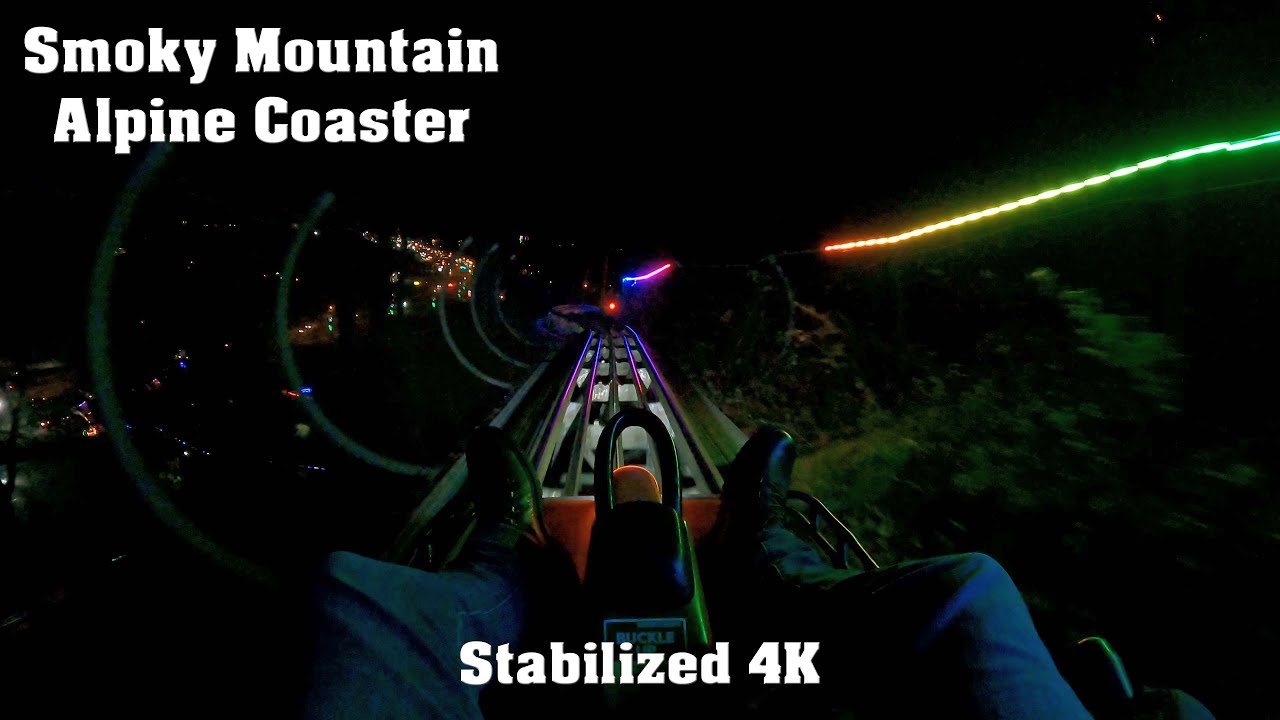 Smoky Mountain Alpine Coaster (Stabilized 4K Night POV) - Pigeon Forge