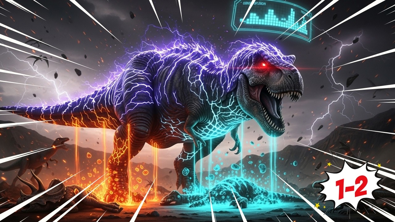 🔥1-2 - Sang Raja telah bangkit! Mangsa dinosaurus, evolusi tanpa batas dengan Sistem Fusi Gen.