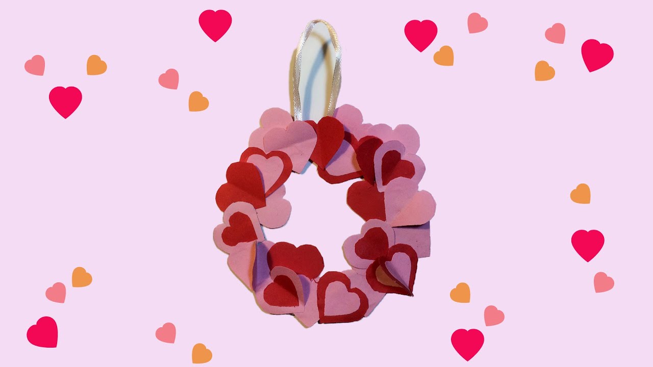 Hartjes krans knutselen voor Valentijnsdag of Moederdag