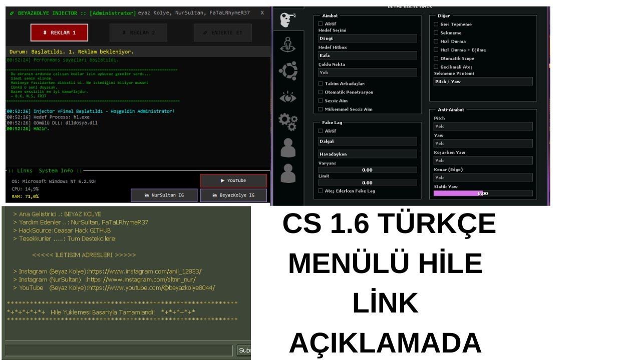 CS 1.6 YENİ TÜRKÇE MENÜLÜ HİLE AIMBOT ESP VE DAHA FAZKASI TÜRKÇE HİLE LİNK AÇIKLAMADA