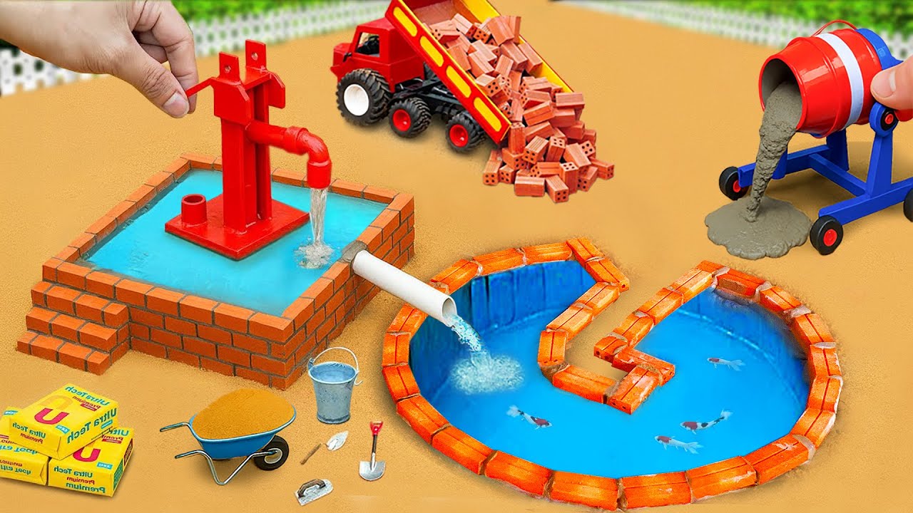 Experiment Build a Small Water Well - Fun DIY Science Project with Bricks and Cement