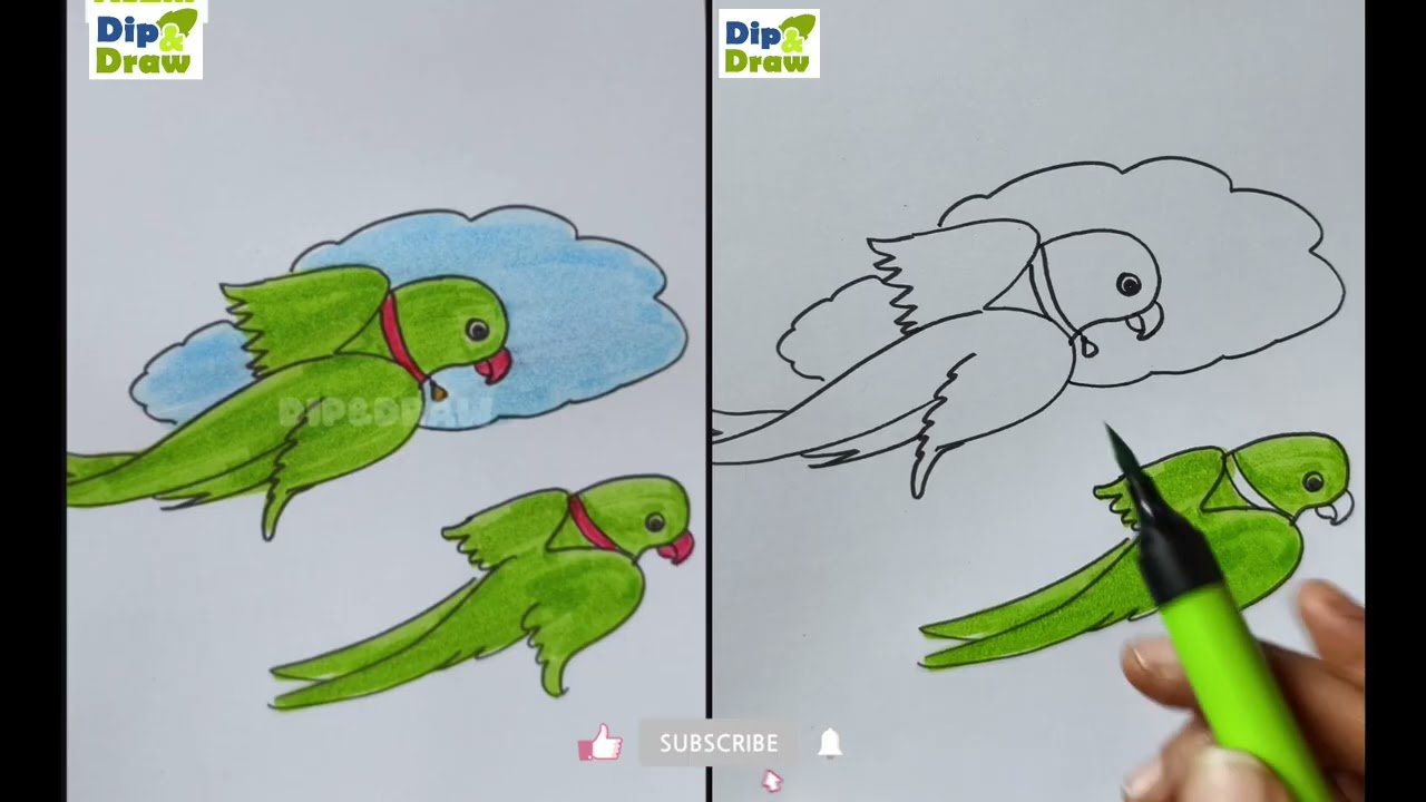 Easy drawing of parrot detailed video #draw parrot #parrot #easydrawing #drawingtutorial #birds