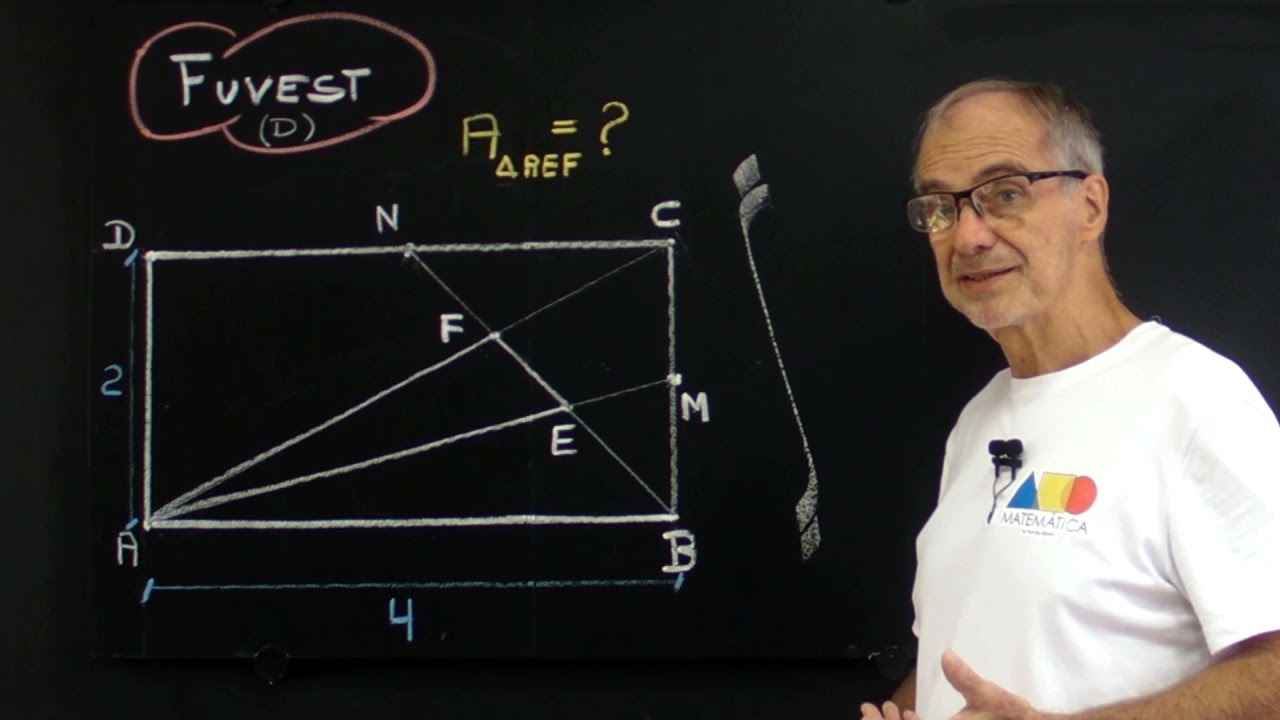 Na figura, o retângulo ABCD tem lados de comprimento AB = 4 e BC = 2.  (Fuvest) | Prof. Fernão
