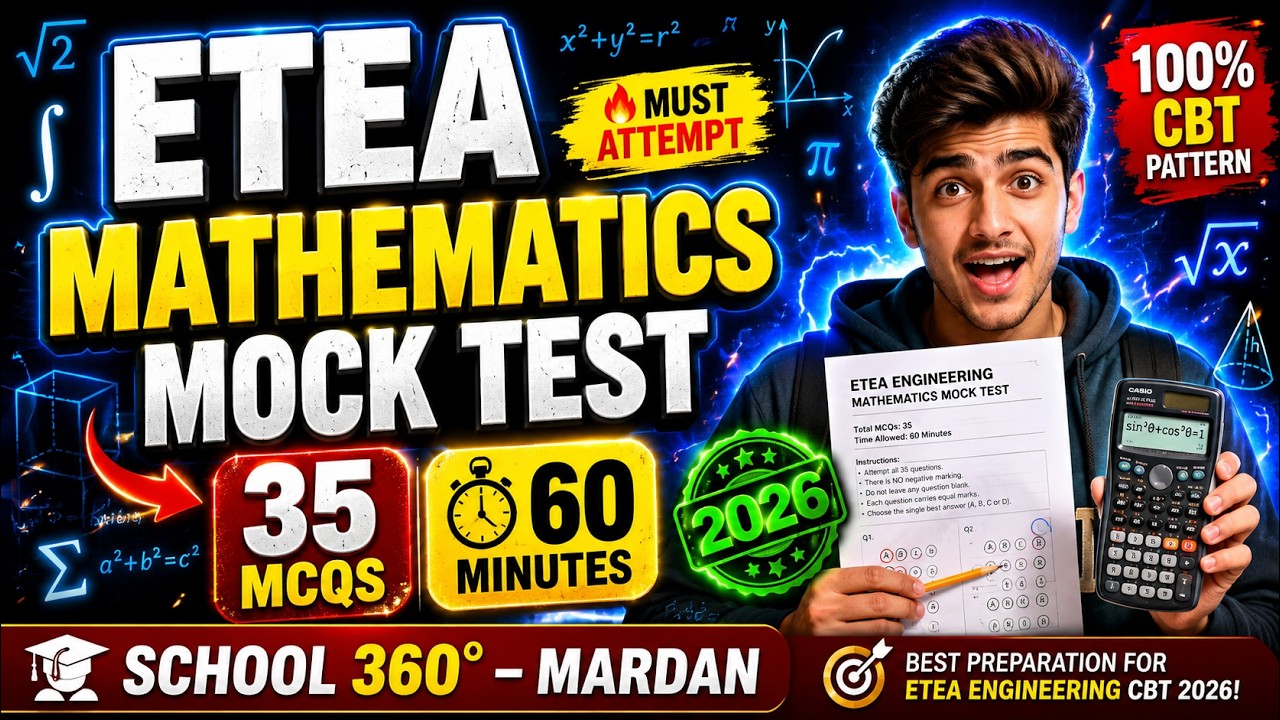 ETEA Engineering Mathematics Mock Test 2026 | 35 Most Important MCQs | CBT Pattern | UET Preparation