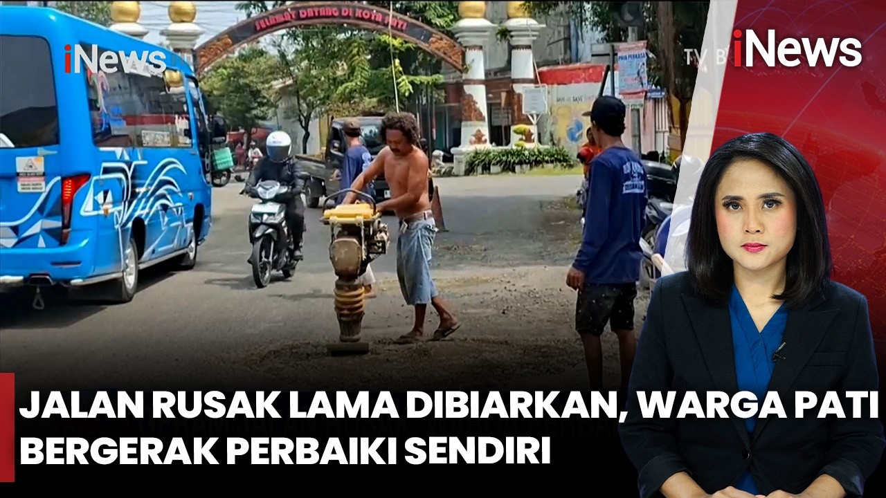 Geram Jalan Rusak, Warga Pati Perbaiki Mandiri Usai Sering Picu Kecelakaan! | iNews Siang 12/2
