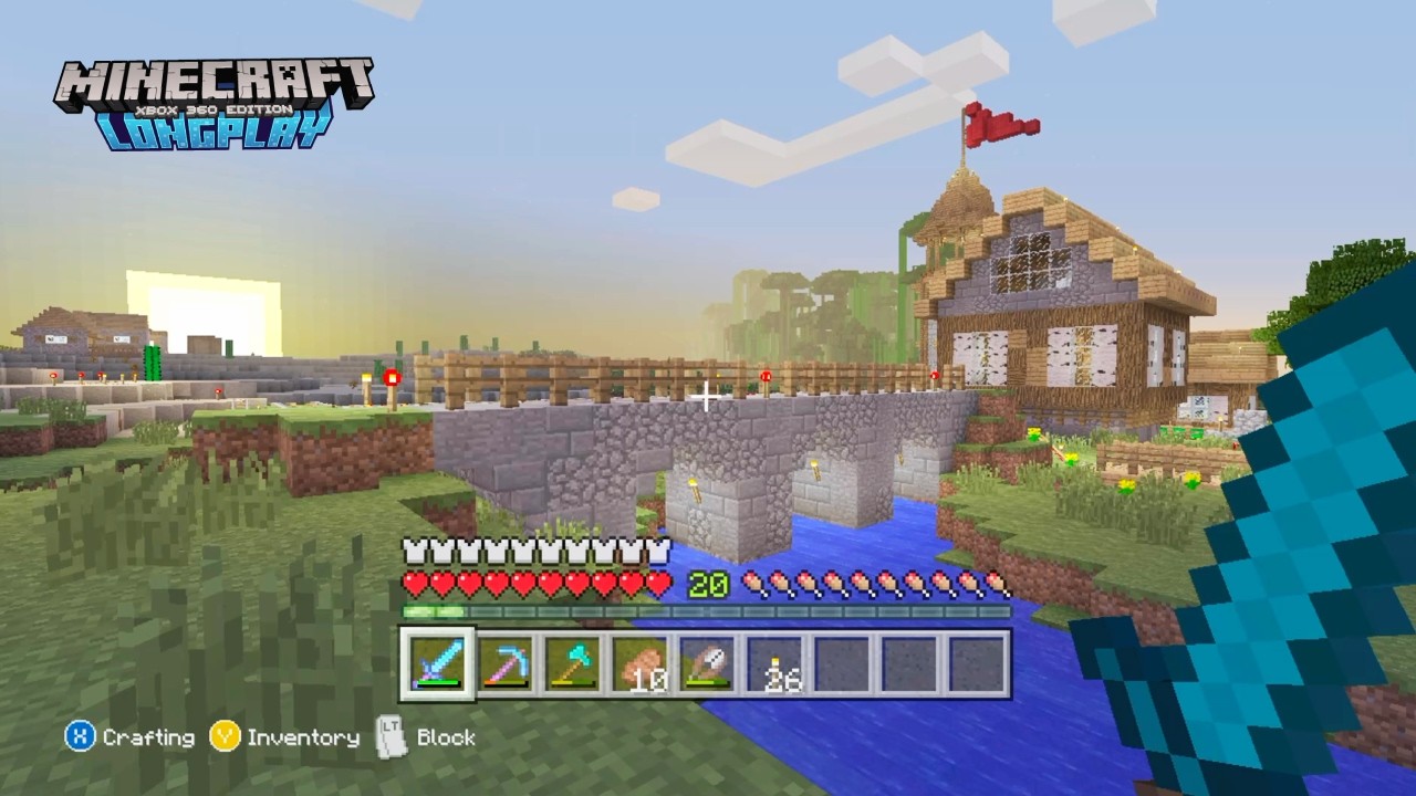 Minecraft Xbox 360 ʟᴏɴɢᴘʟᴀʏ - Building a River, Bridge, and Finding Music Discs (No Commentary)