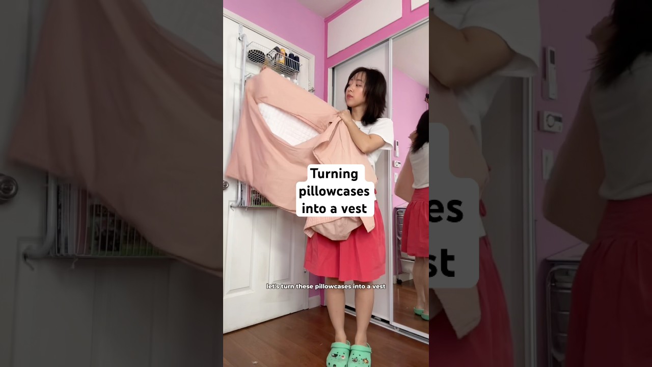 Turning pillowcases into a tie-front vest #diyfashion #sewingtips #thriftflip