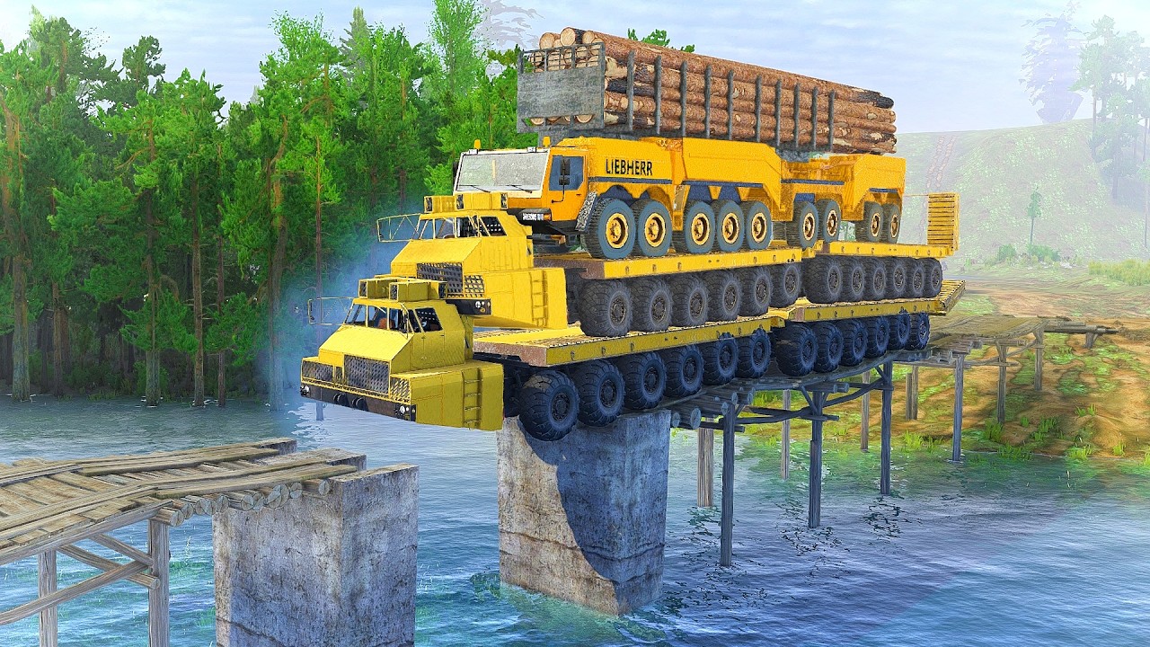 Timber Truck Takes INSANE Crossing on COLLAPSED Bridge