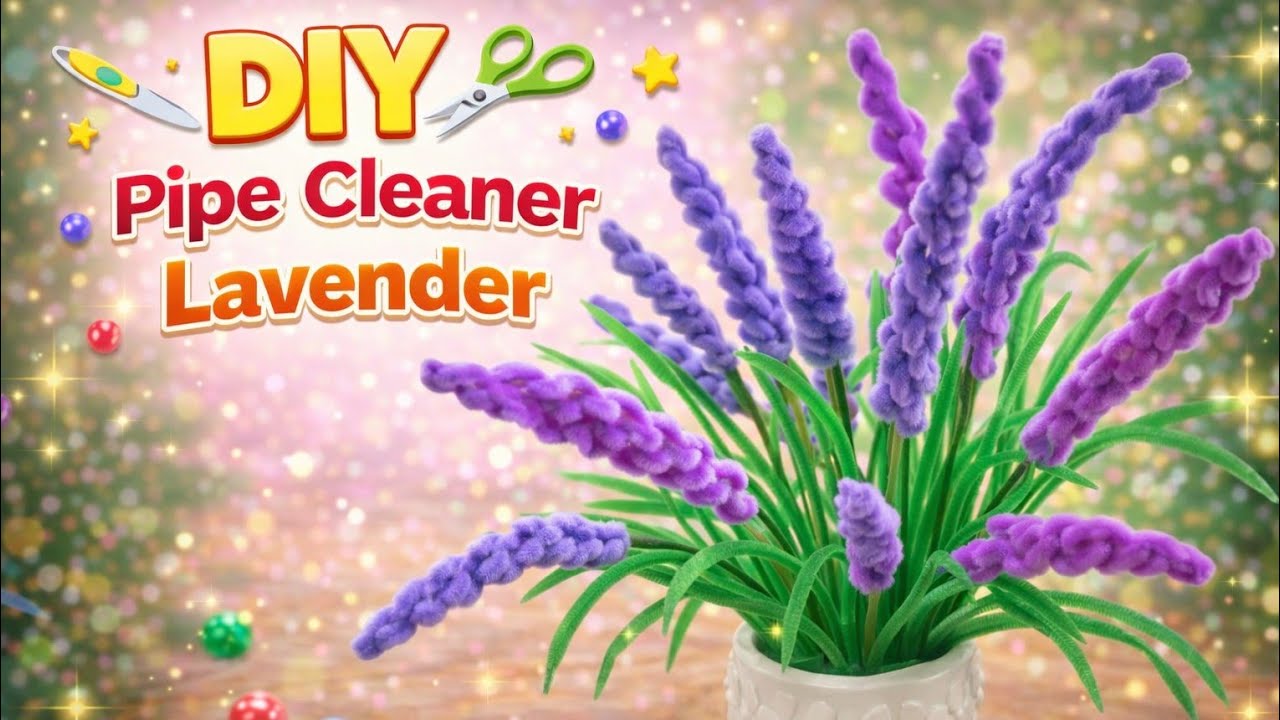 DIY Handmade Pipe Cleaner Flowers Lavender 💜 Easy Flower Craft for Beginners  | Tutorial #diy #craft