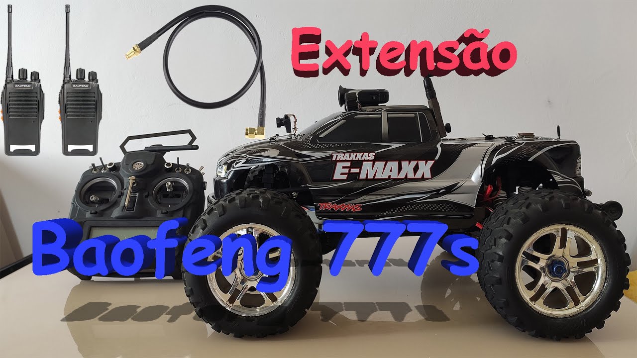 ( BATI )Carrinho de controle remoto TRAXXAS E-MAXX 4X4 com câmera fpv teste baofeng777s