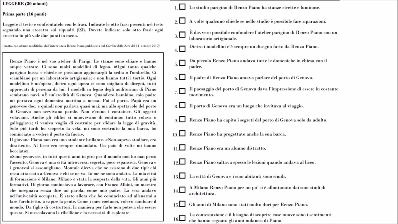 PLIDA B1 | Novembre 2010 | Comprensione di Testi Scritti | Prova Completa con soluzioni