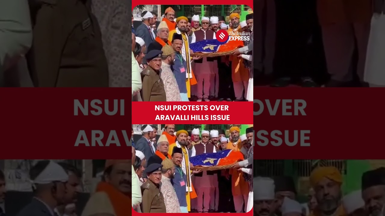 NSUI and other groups protest outside Udaipur Collectorate over Aravalli Hills row
